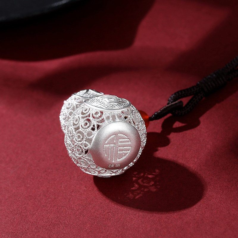 泰光银楼足银花丝古法葫芦吊坠福字大吉项链项坠项坠