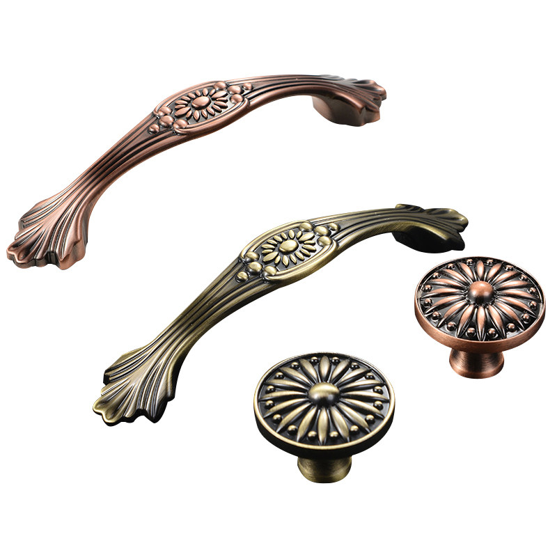 门把手新中式手把衣柜五金圆拉手美式橱柜门抽屉单孔圆形小把手-图4