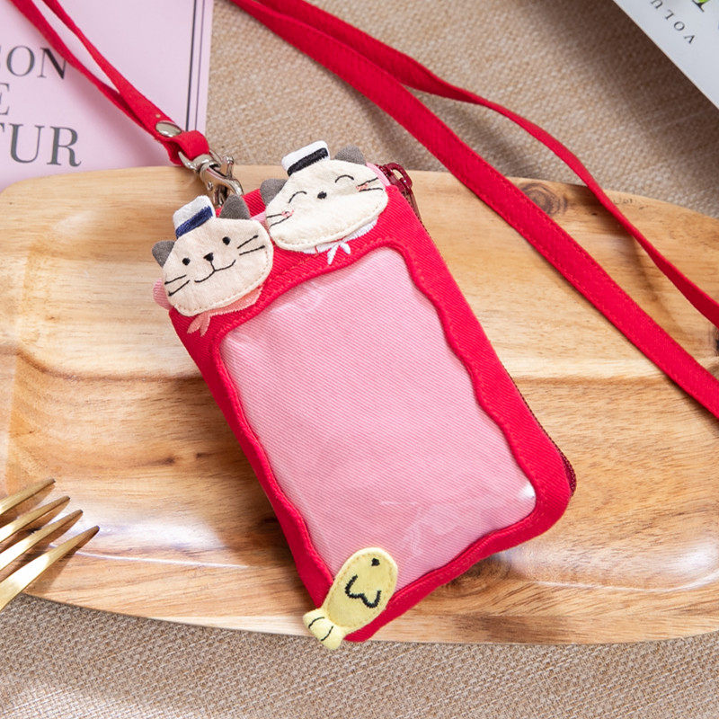 台湾啵啵620103可爱水手猫咪竖款直式卡套学生卡套