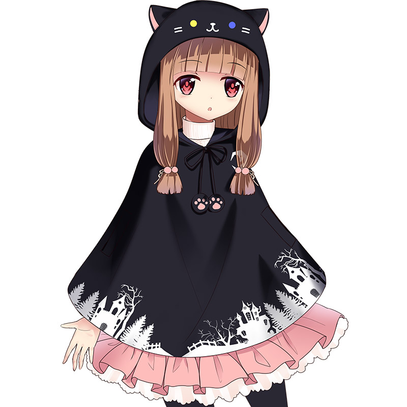 漫踪动漫周边月夜の黑猫印象款二次元女巫的使魔磨毛加厚抓绒斗篷