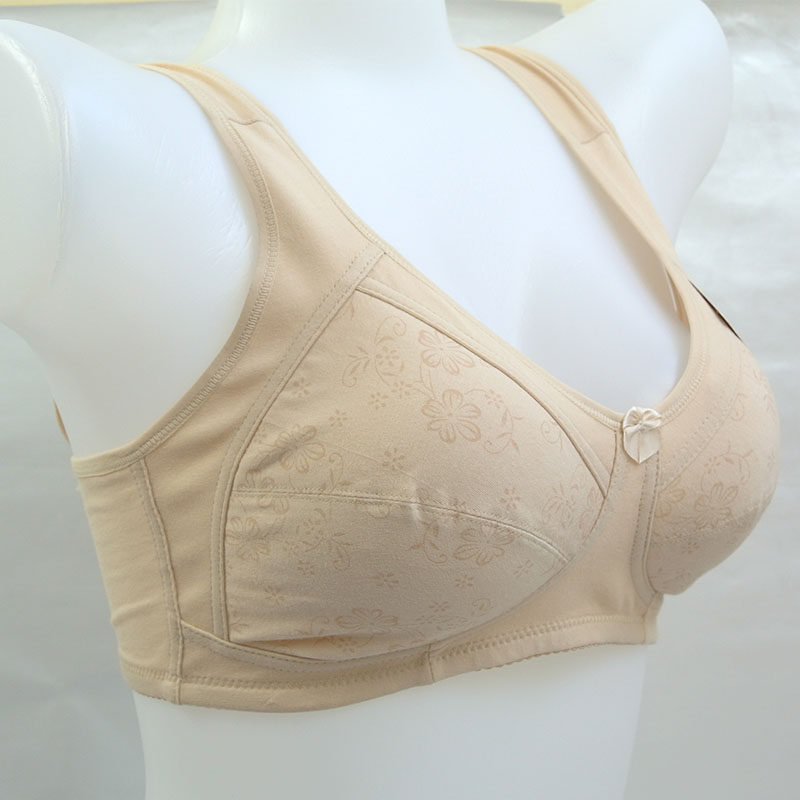 中老年人全棉文胸内衣钢圈海绵乳罩纯棉棉布单层文胸