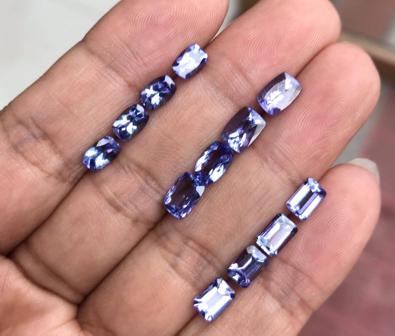 天然坦桑石裸石戒面长方形枕型6mm57mm镶嵌配石珠宝奇石