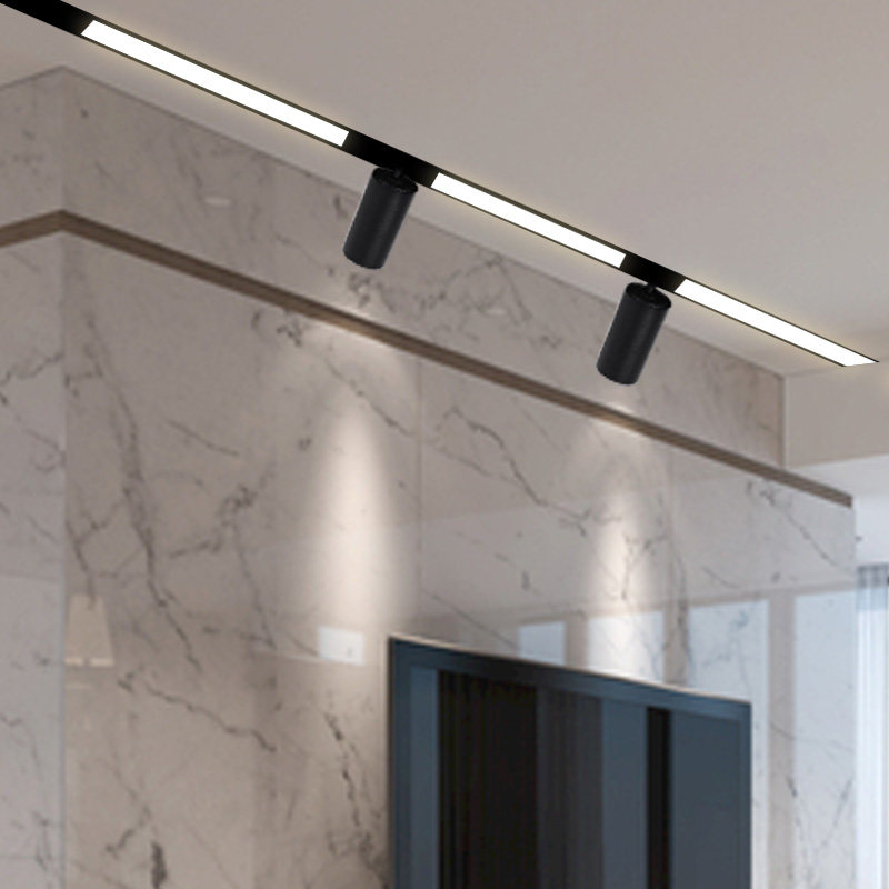 磁吸轨道灯嵌入式明装led线条射灯暗装客厅卧室过道无主商业照明