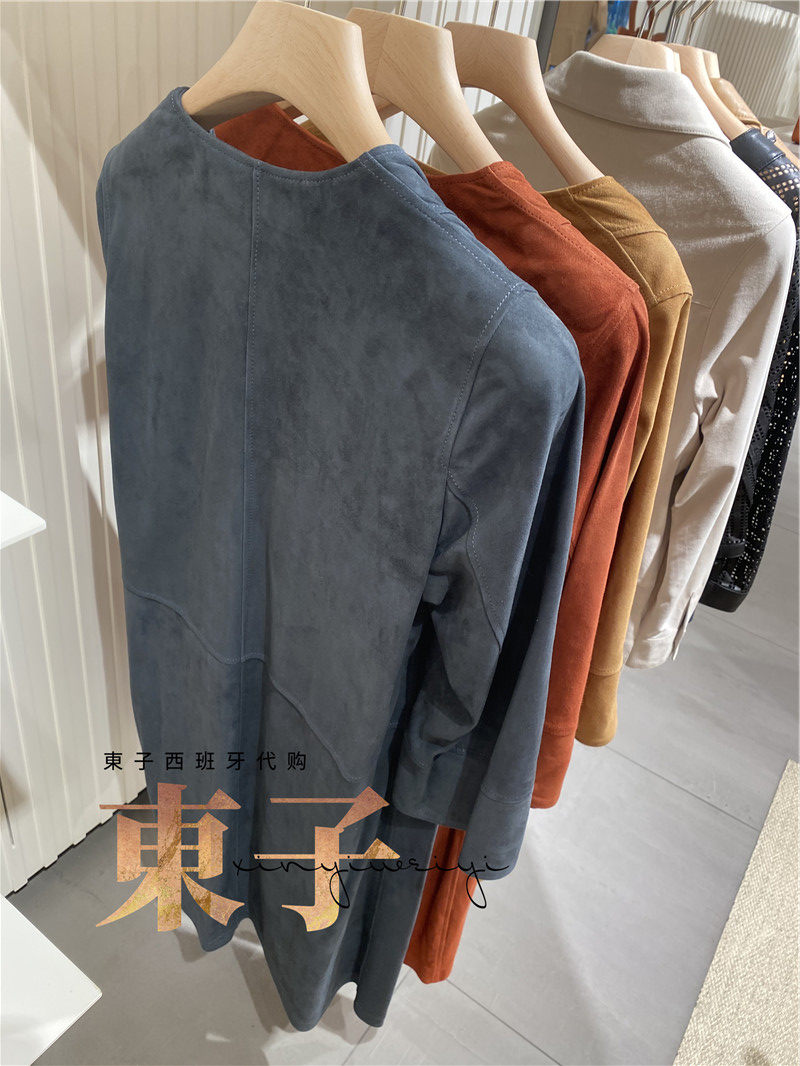 西班牙代购lottusse乐途仕折扣女士羊皮中长麂皮皮衣皮衣