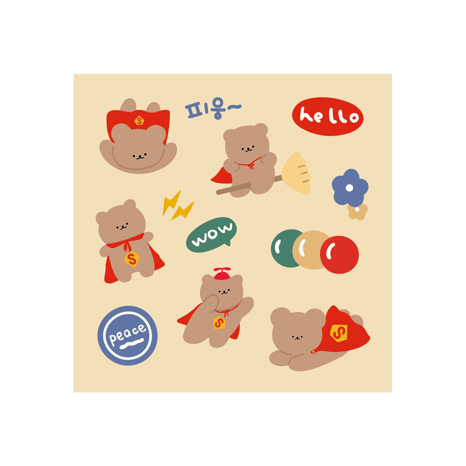 柠檬家bear熊熊pvc贴纸卡通可爱变装小熊diy贴纸