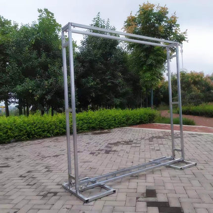 新款便捷式桁架镀锌伸缩升降喷绘架婚庆背景架两用加厚加固型方管