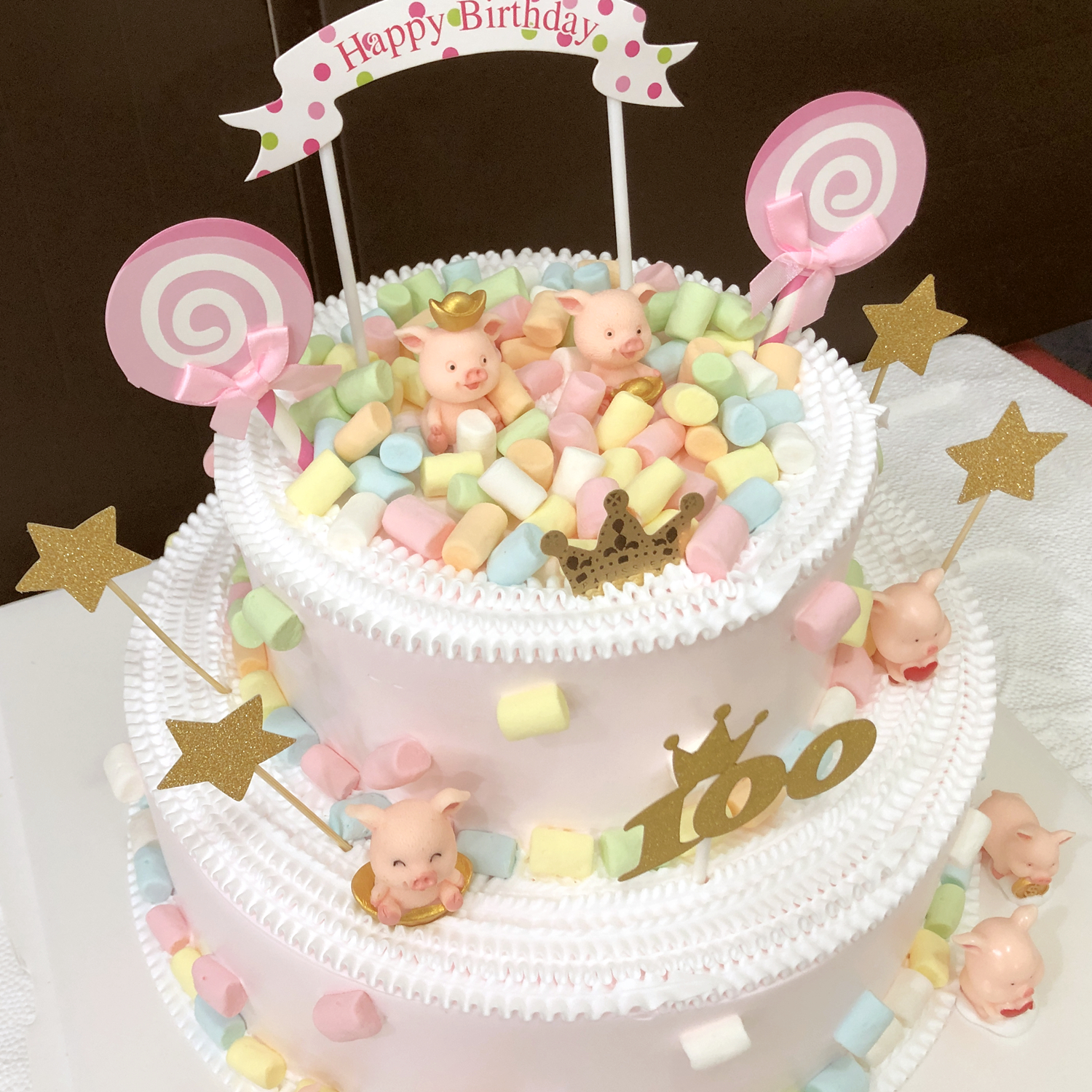 小猪宝宝百天周岁百日宴卡通双满月网红生日蛋糕上海同城配送