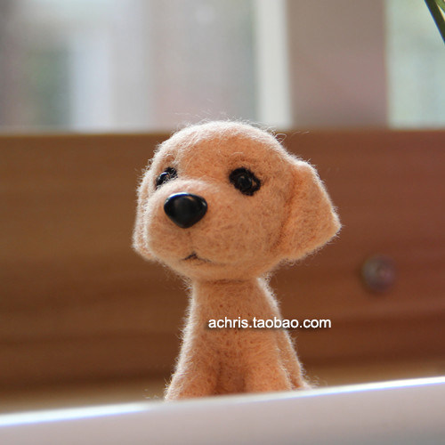 包邮羊毛毡材料萌宠金毛幼犬小狗成品钥匙扣手工缝纫diy材料套装