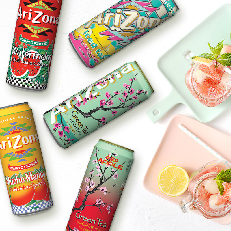 美国新款包装原装进口饮料arizona亚利桑那冰茶果饮680ml*6听任选