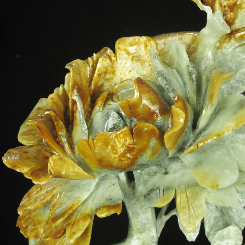 天然岫玉花开富贵摆件玉器牡丹牡丹花花篮玉雕摆设珠宝奇石