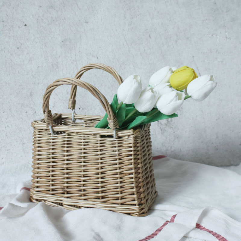 藤编草编花篮手提篮子手工编织插花材料花艺花篮