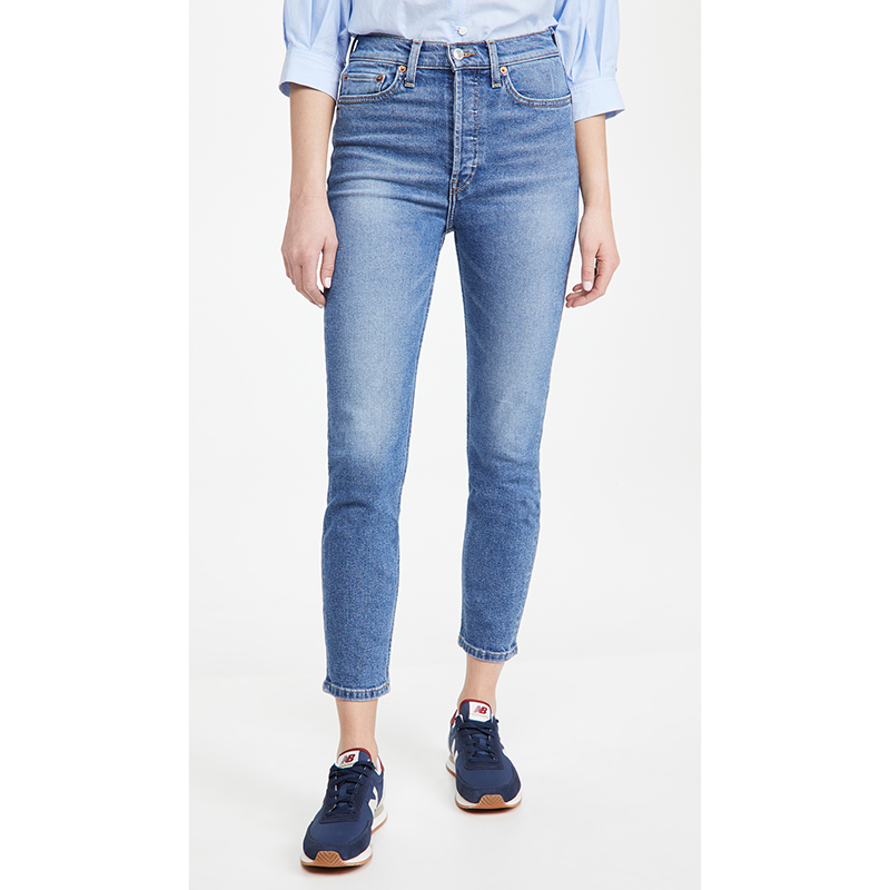 秋冬休闲风redone7-8分修身磨白牛仔裤牛仔裤