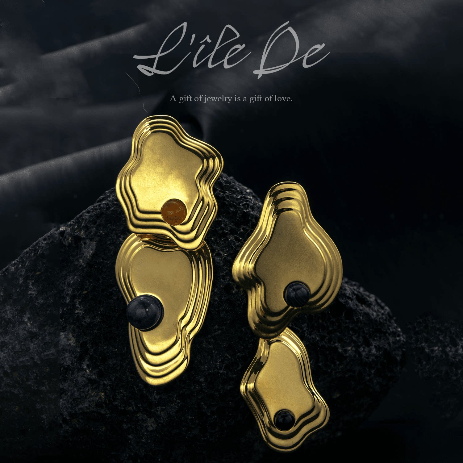 18k简约耳环设计两色金银金金银系列水融饰品耳环