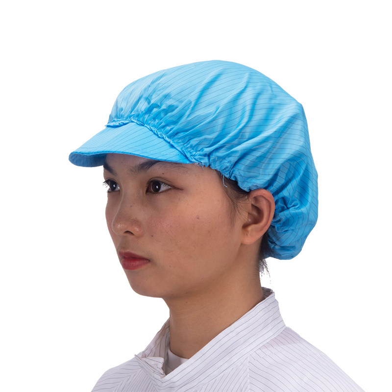 静电蓝色粉色白色电子厂车间无尘帽女工作帽子头部防护用品