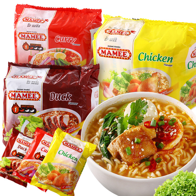 马来西亚进口mamee妈咪鸡肉鸭肉咖喱泡面汤面速食方便面