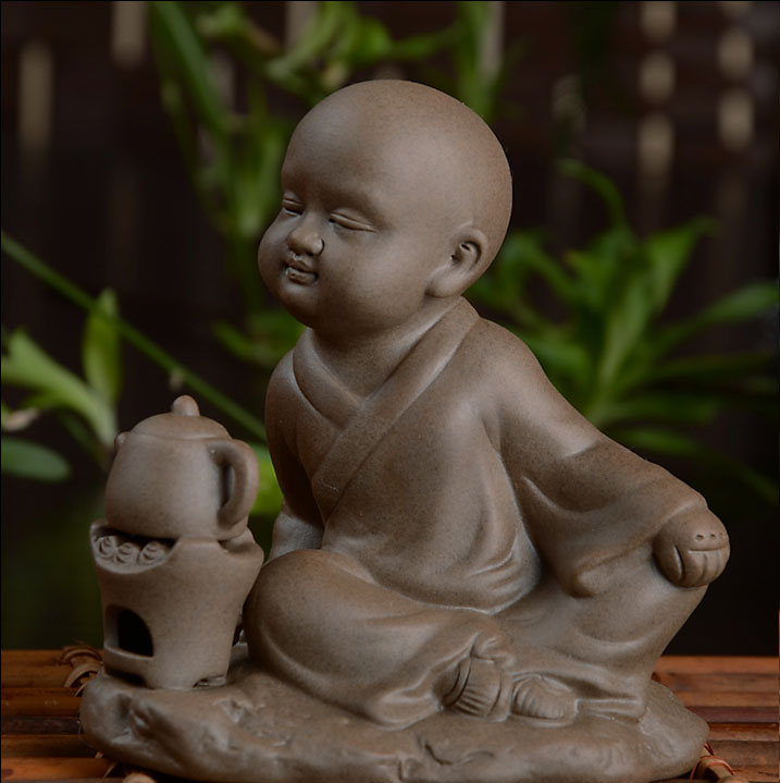 禅茶一味宜兴精品紫砂茶宠茶玩摆件小和尚童子茶宠摆件