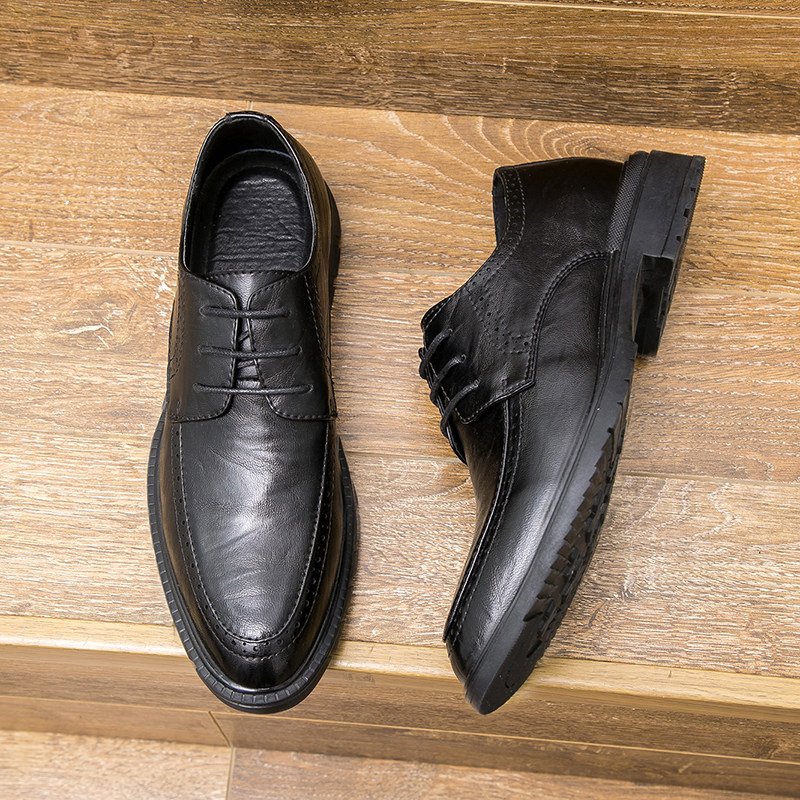 夏季软底软面商务休闲皮鞋男韩版潮流英伦真皮发型师男士鞋子软皮