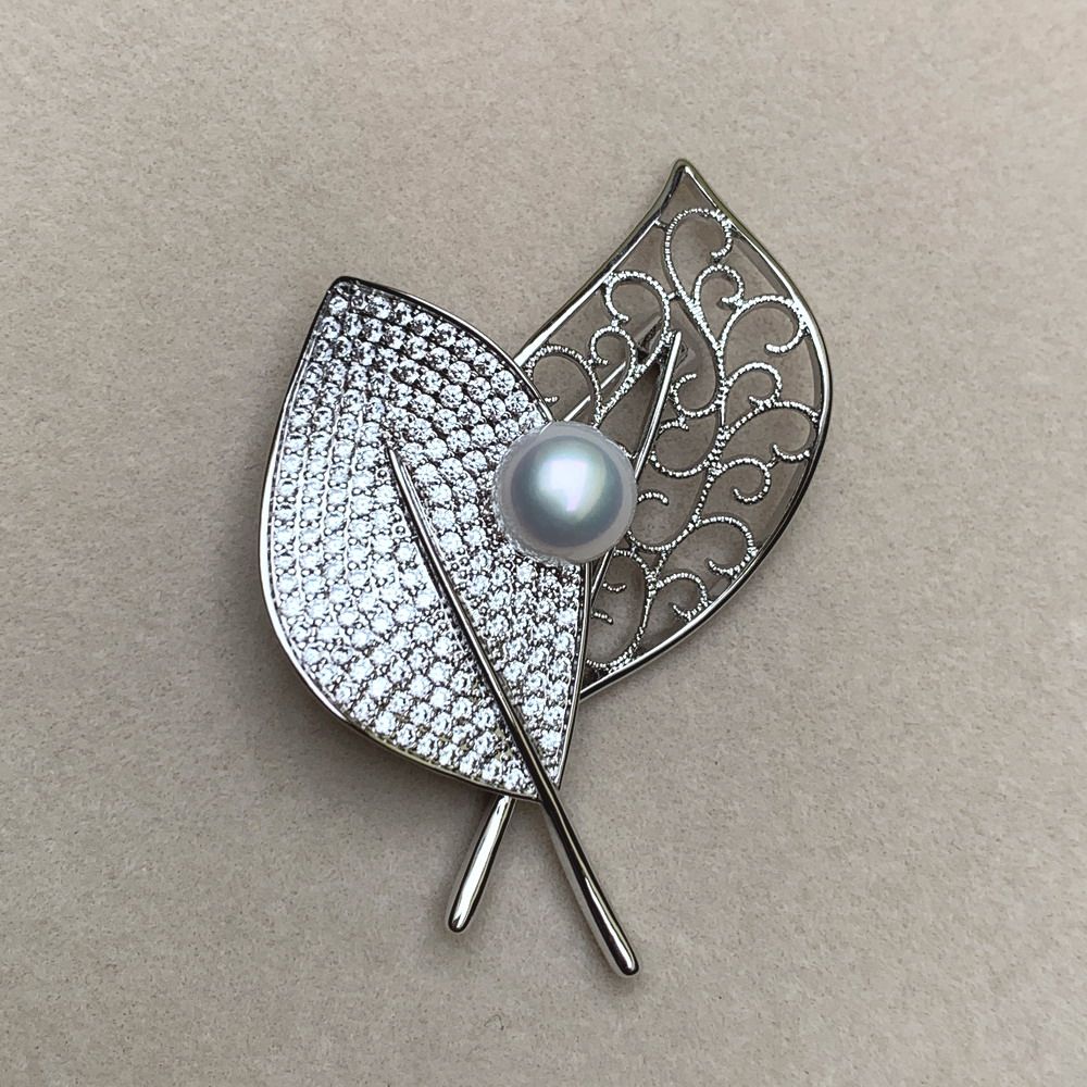 实拍镜面极亮极光全无无瑕天然ak珍珠胸针胸饰