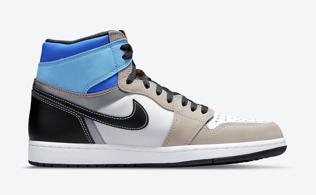 100aj1jordan黑灰蓝彩色拼接可剪裁反光dc6515air北卡大学