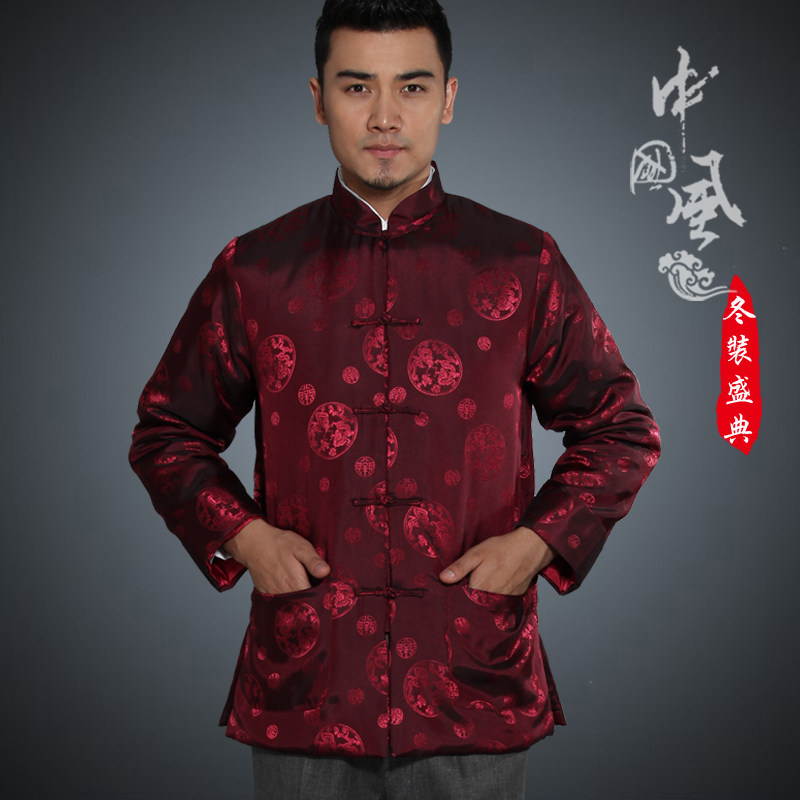 中老年冬装薄棉休闲爷爷爸爸棉服秋冬唐装国风唐装