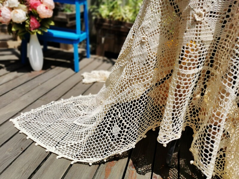 老货手工钩针遮盖可作桌布床盖特价清货万能盖巾