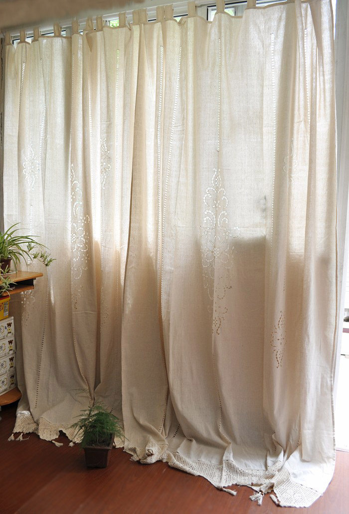 窗帘希腊棉麻钩针吊带卧室客厅罗马落地成品窗帘