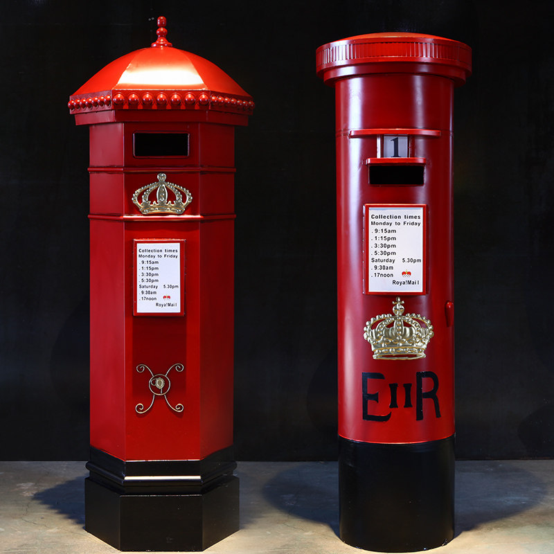 复古英国伦敦红色邮筒信箱摆件店铺橱窗摆设摆件