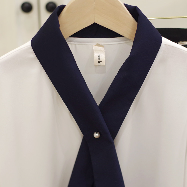 2020新款秋装imugirls木熙韩版时尚干练飘带带领衬衫