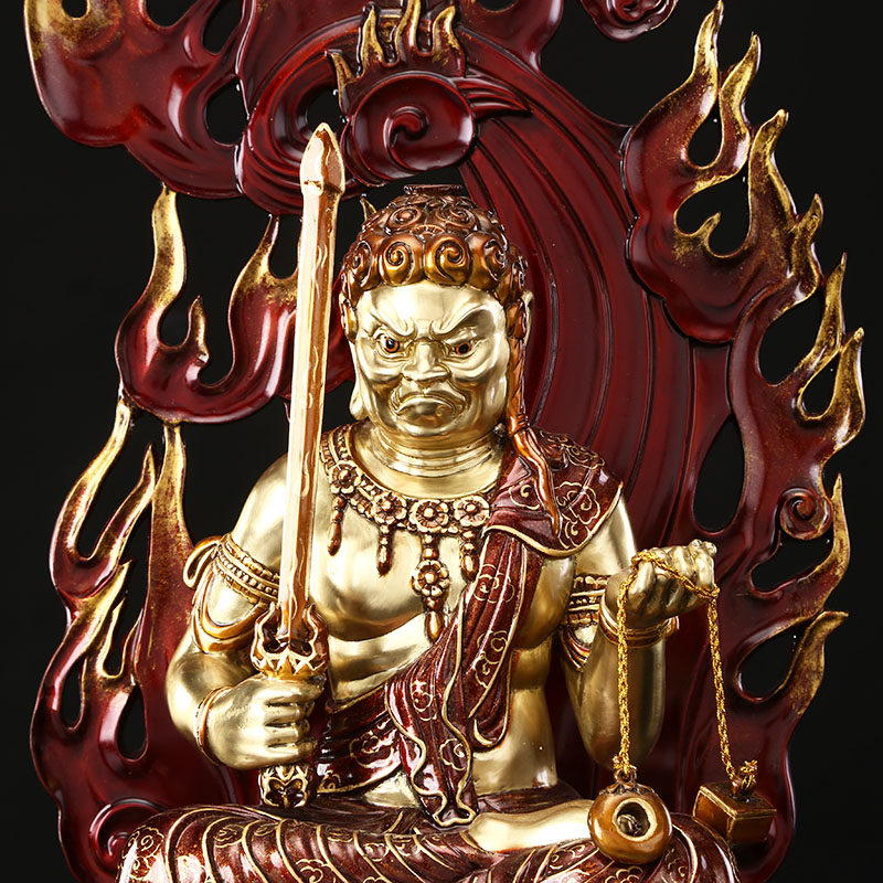 不动圆通佛具明王佛像纯铜手工彩绘摆件家用摆件