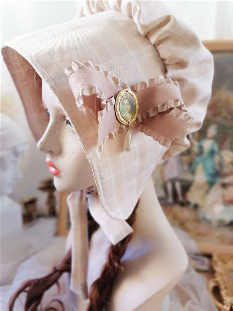 女帽遮阳帽洛丽塔格子中世纪写真拍摄帽子帽子