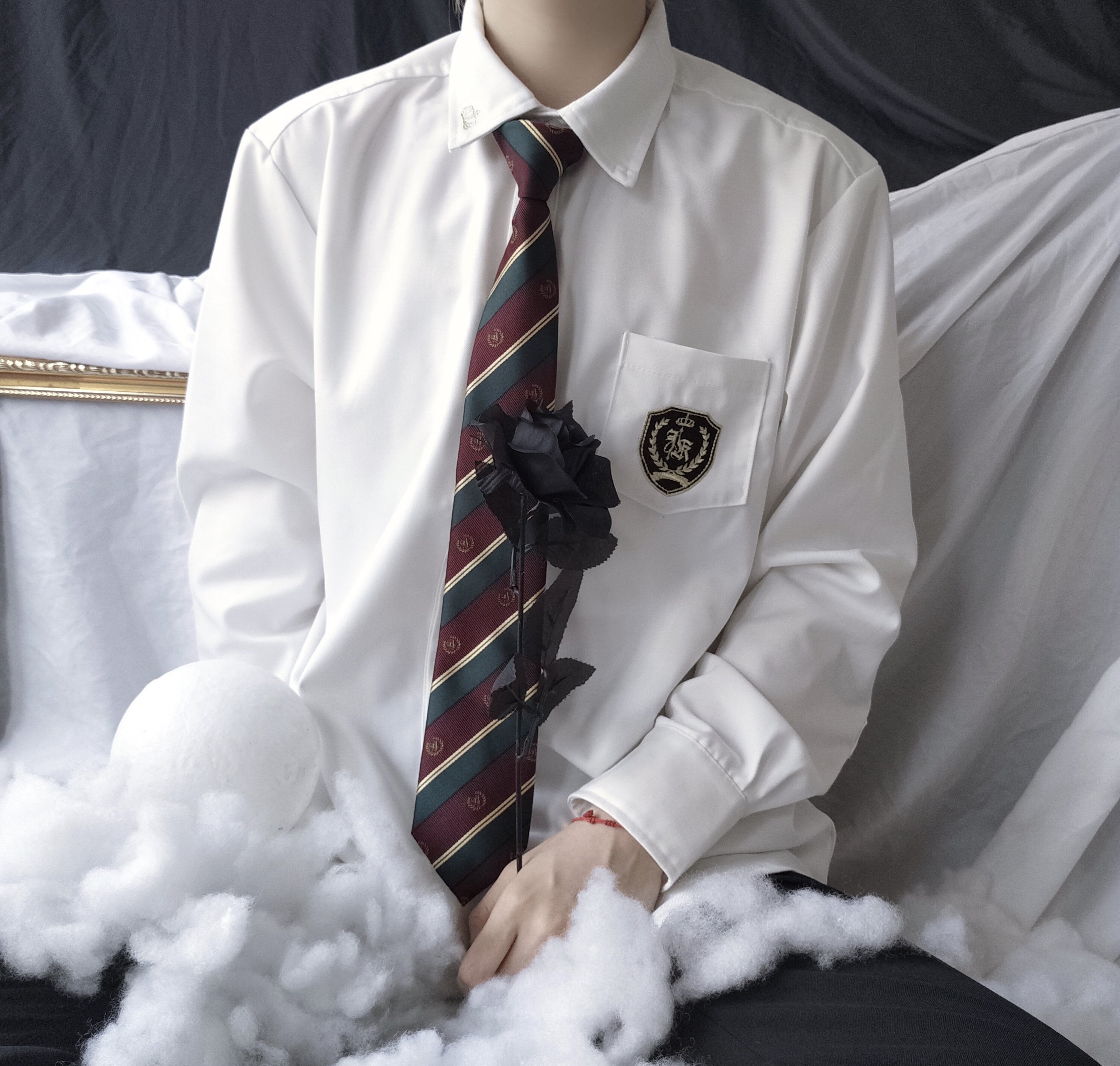 长袖男学生衬衫白衬衫tr班服皇家学院制服dk衬衫