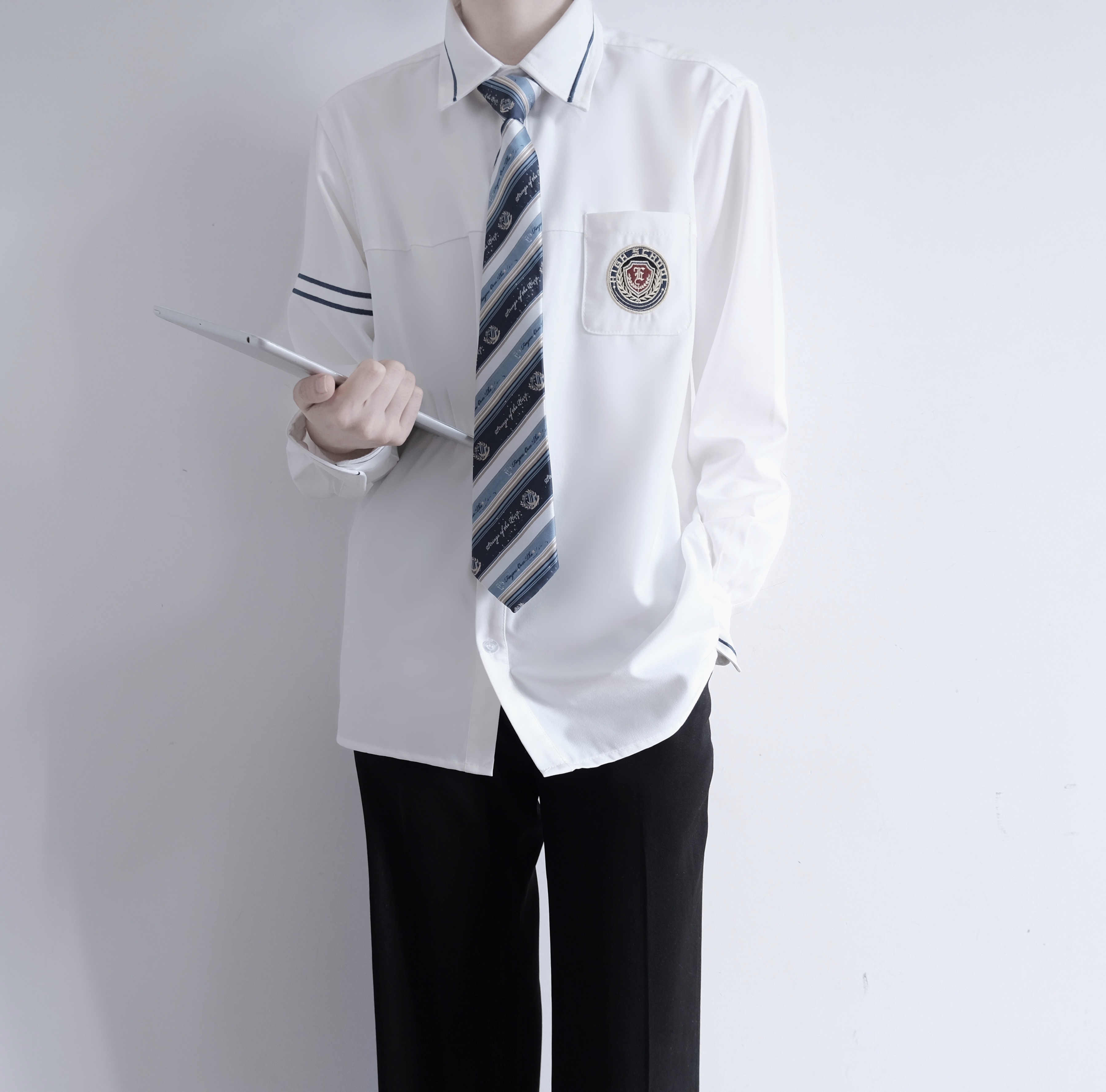 dk班服日正统男学生衬衫长袖制服秋季学霸原创衬衫