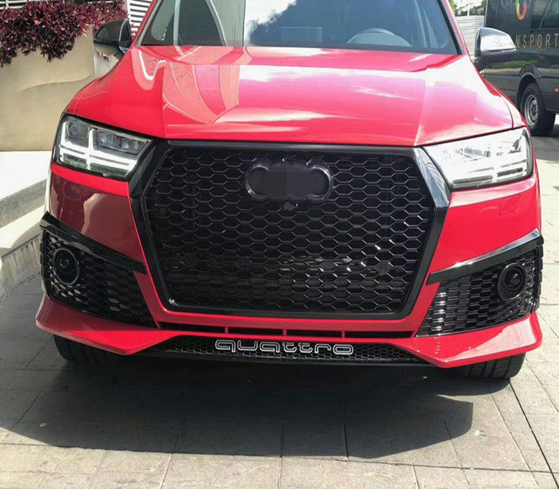 中网适用于06-19款奥迪q7改装rsq7蜂窝唇尾喉前汽车包围