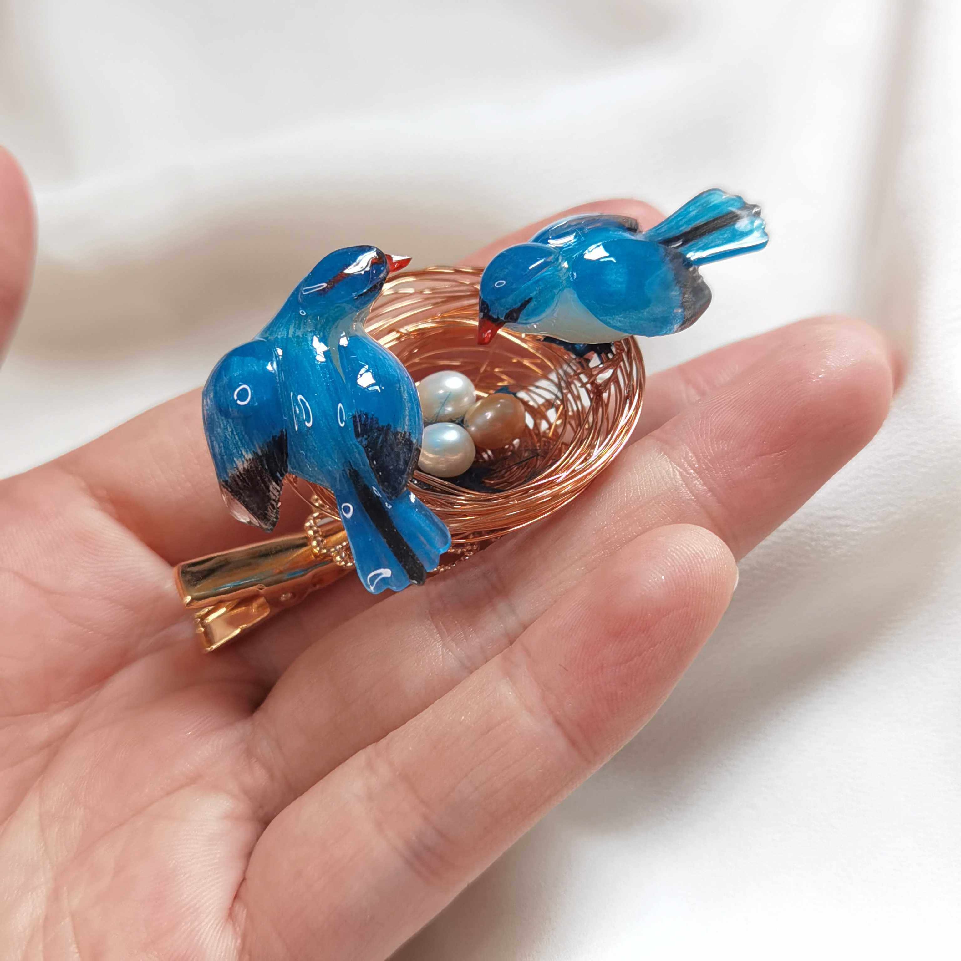 头饰懿坤翠鸟鸟巢发夹一只只热缩片发簪汉服发饰