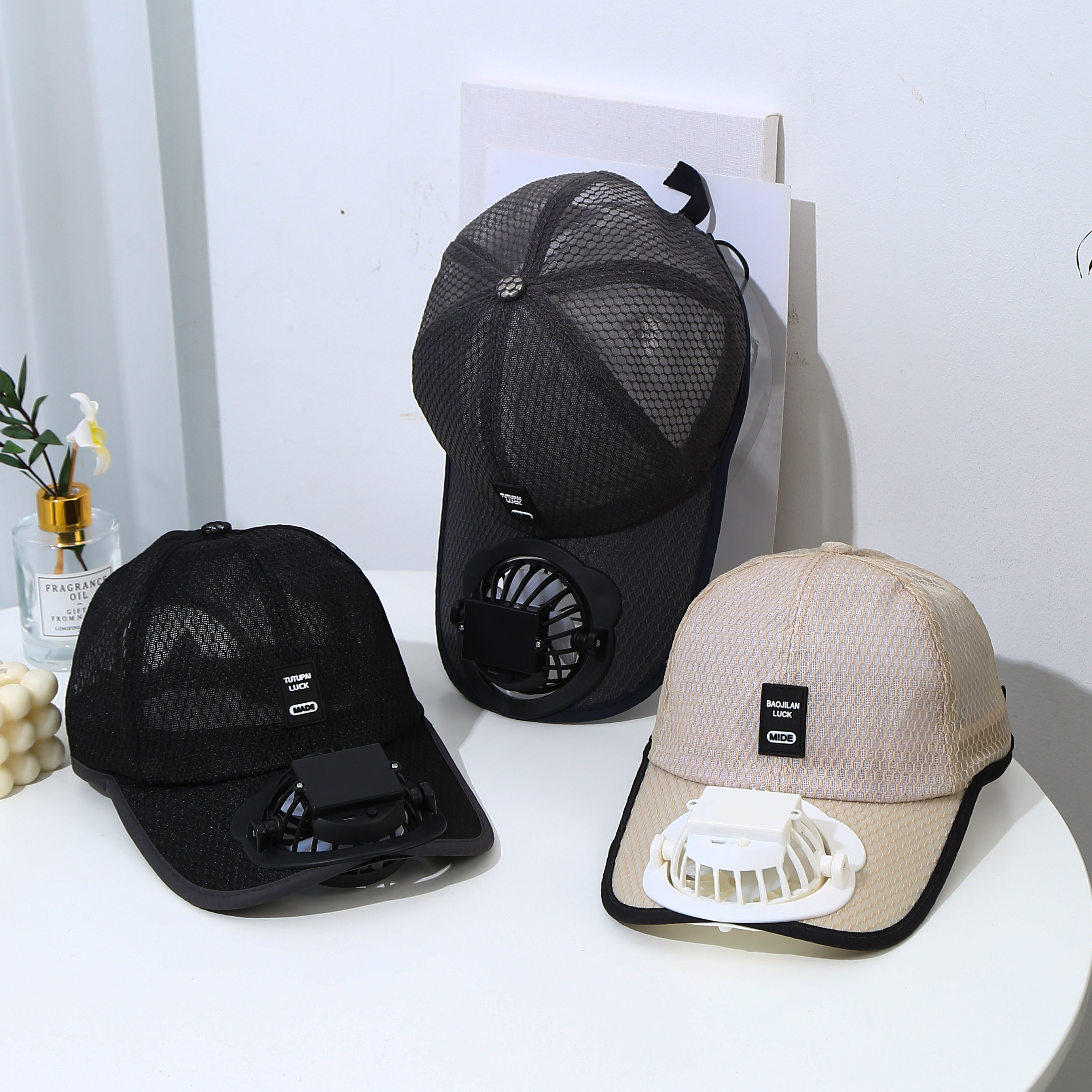 夏季电风扇帽子男全网眼大人男士充电遮阳凉帽帽子