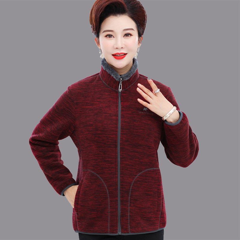 秋冬季卫衣中老年摇粒绒外套春秋加肥加大外穿潮大码中老年女装