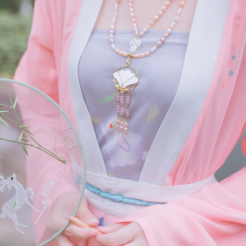 她说汉家衣裳汉服女夏季抹胸背心印花兔子吊带