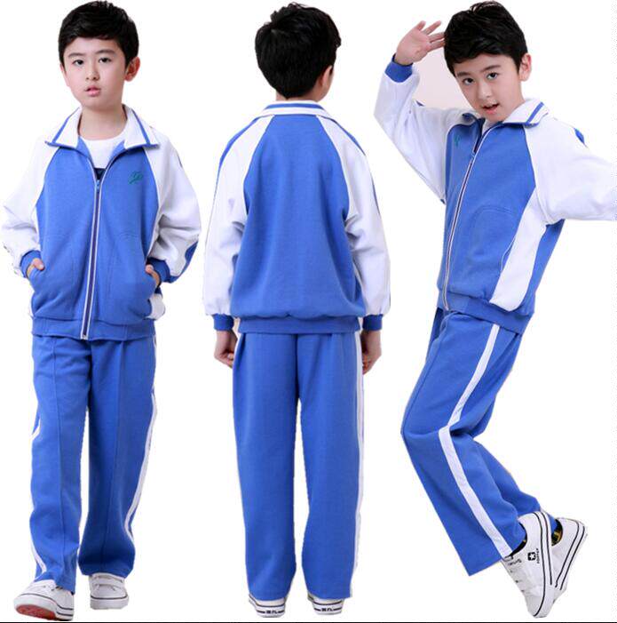 校服深圳小学生秋冬套装男女长袖外套蓝色一条学生校服