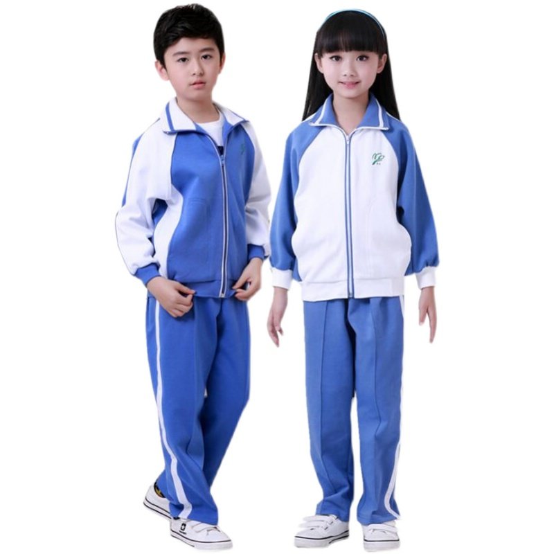 校服深圳小学生秋冬套装男女长袖外套蓝色一条学生校服