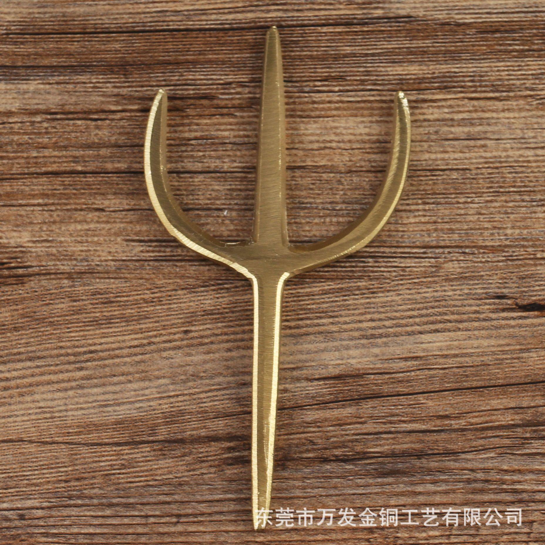 纯铜八卦三叉风水法器寺庙供奉拜神用品门口摆件