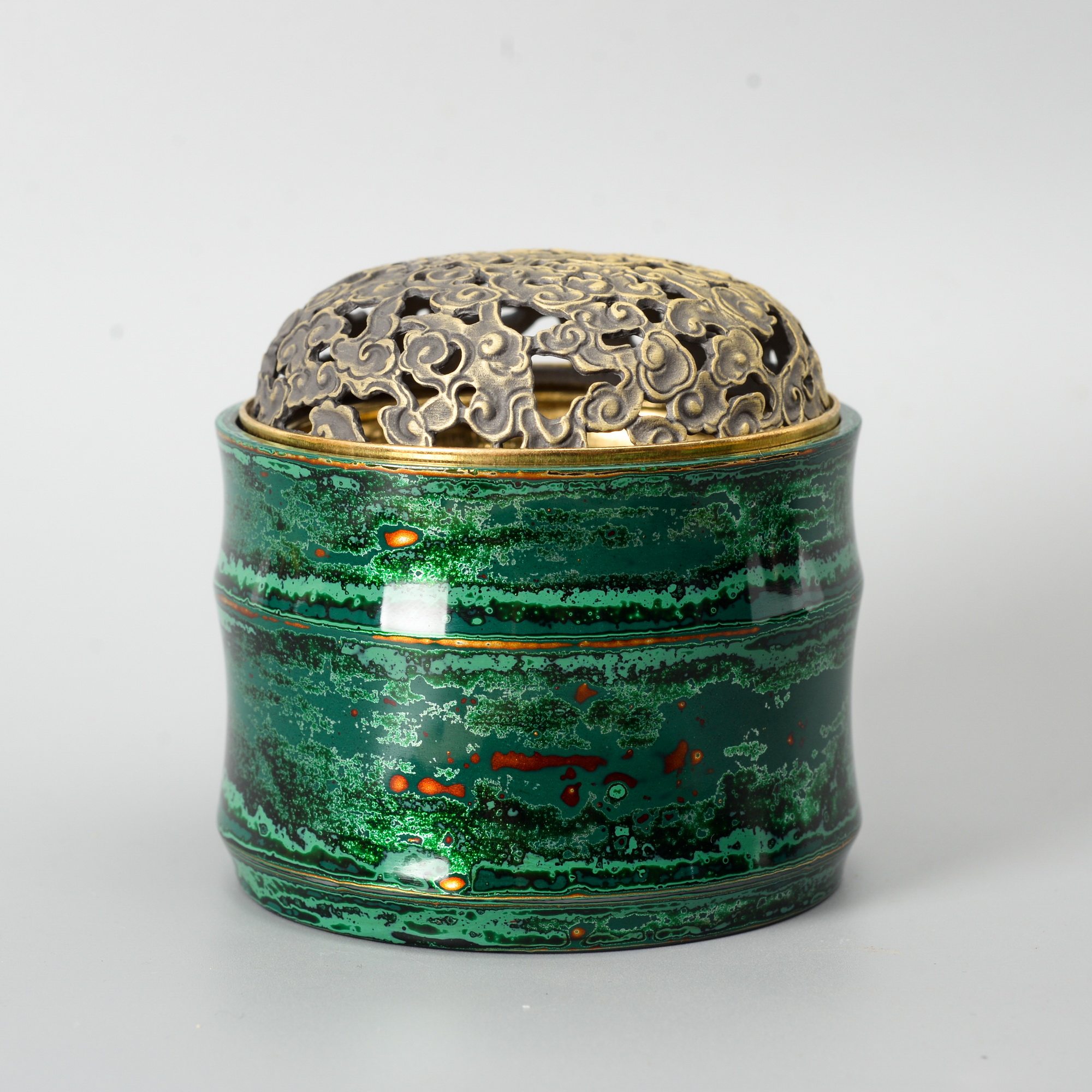 大漆香炉香道熏炉非遗手作铜焚香茶道犀皮漆器漆器