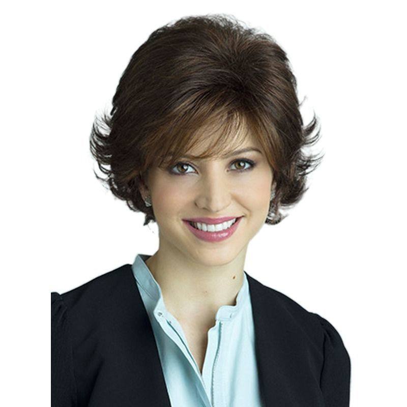 假发短卷发蓬松逼真自然斜刘海全头套棕色反翘日常整顶假发