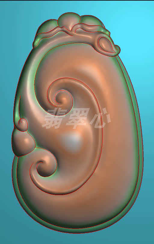 新款浮雕电脑精雕图花件灵芝灰度如意雕刻jdp玉雕