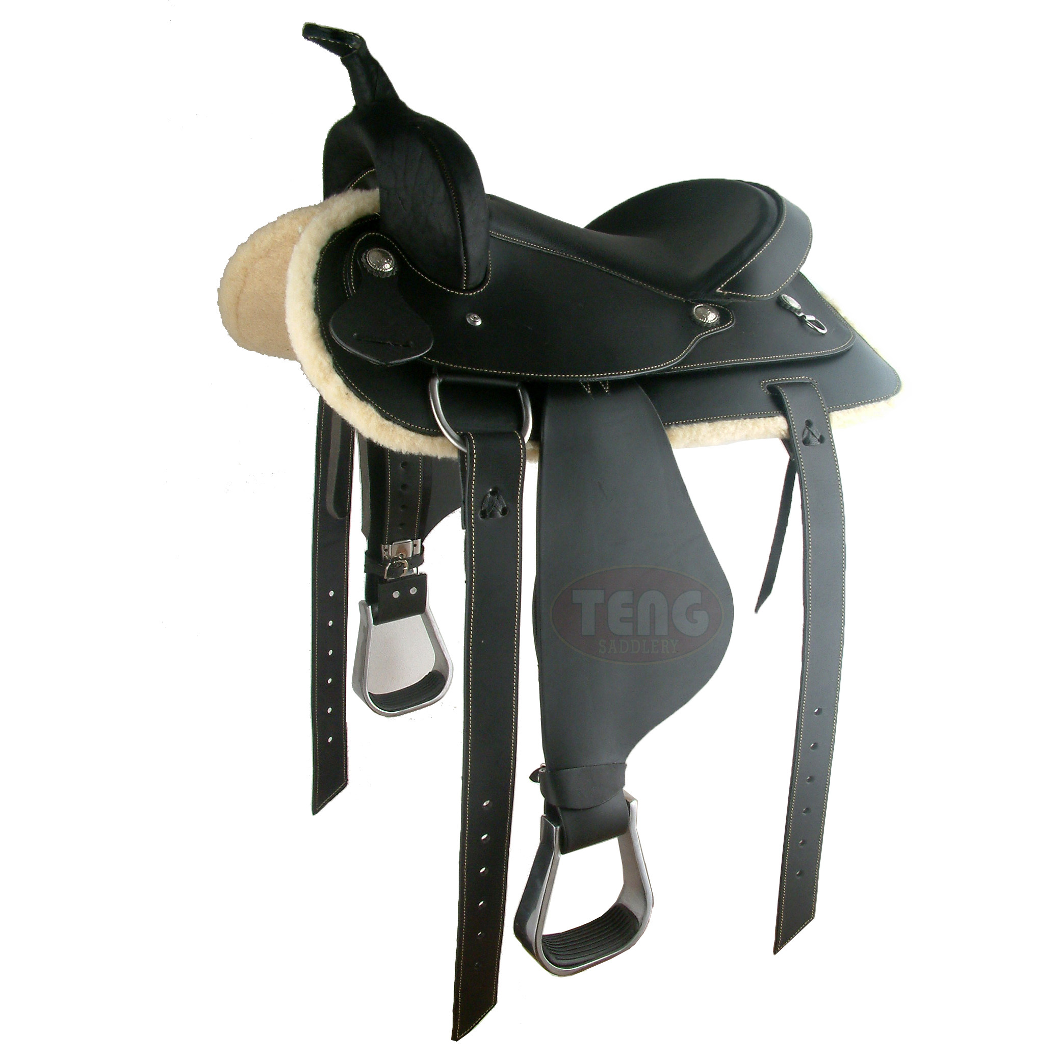 teng马鞍全皮西部145155树脂鞍骨马术用具马鞍