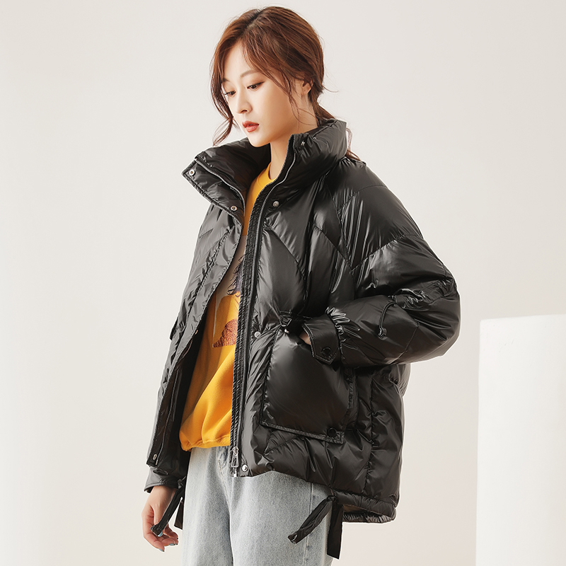 鸭鸭羽绒服2020新款女装女韩版时尚休闲宽松立领纯色羽绒服