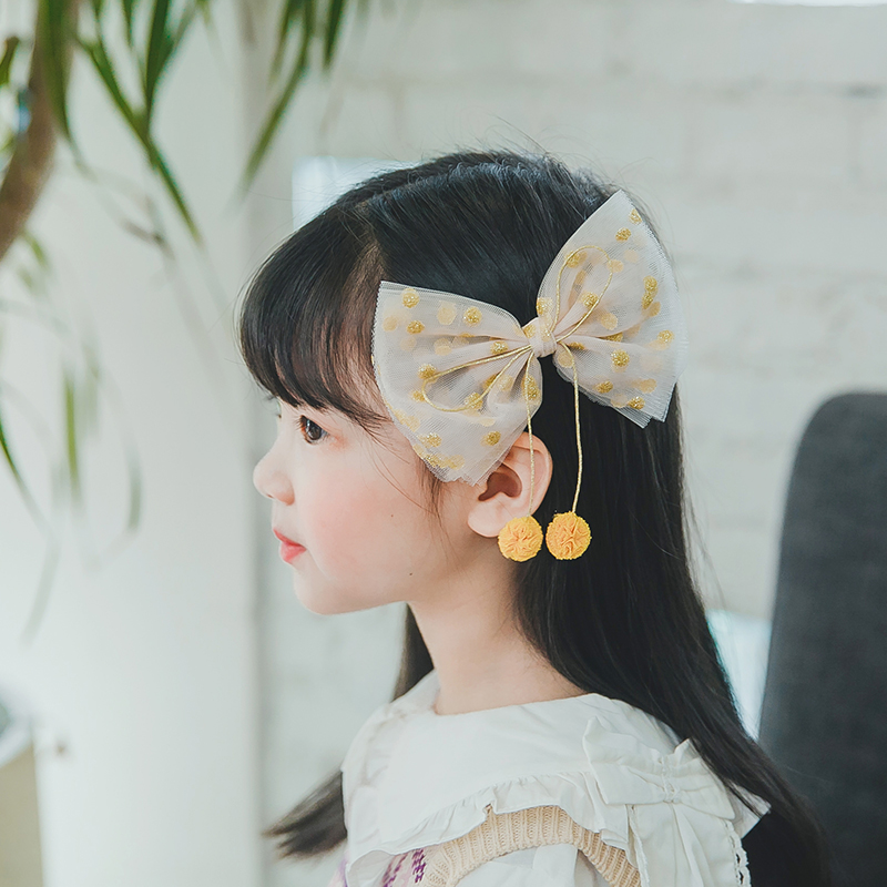 韩国女童蝴蝶结发夹女孩流苏可爱公主边夹小学生气质头花宝宝发饰
