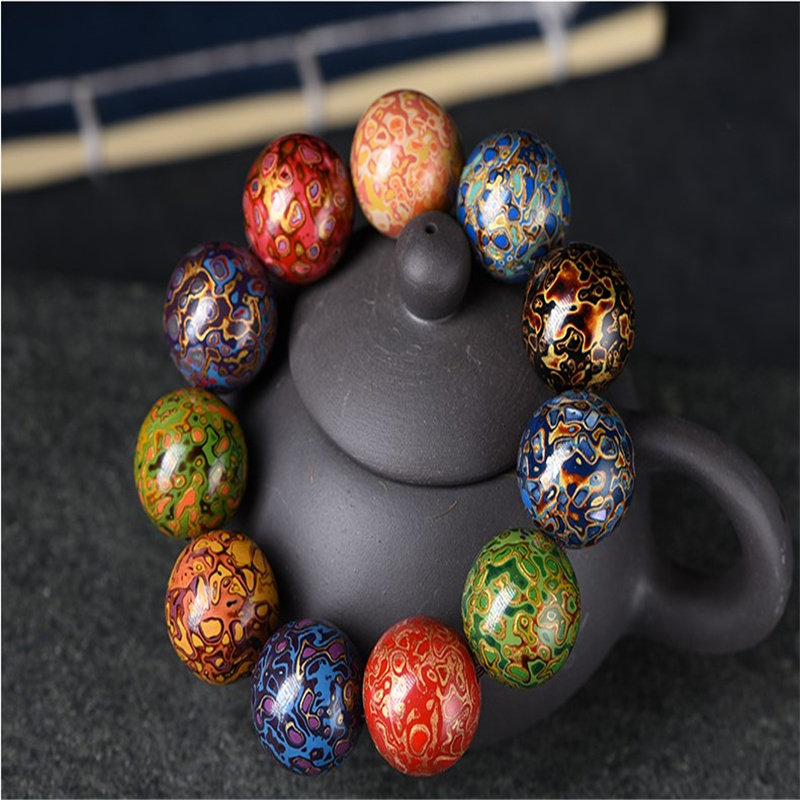 大漆手串多宝珠手链犀皮细螺漆器男潮佛珠男士手串