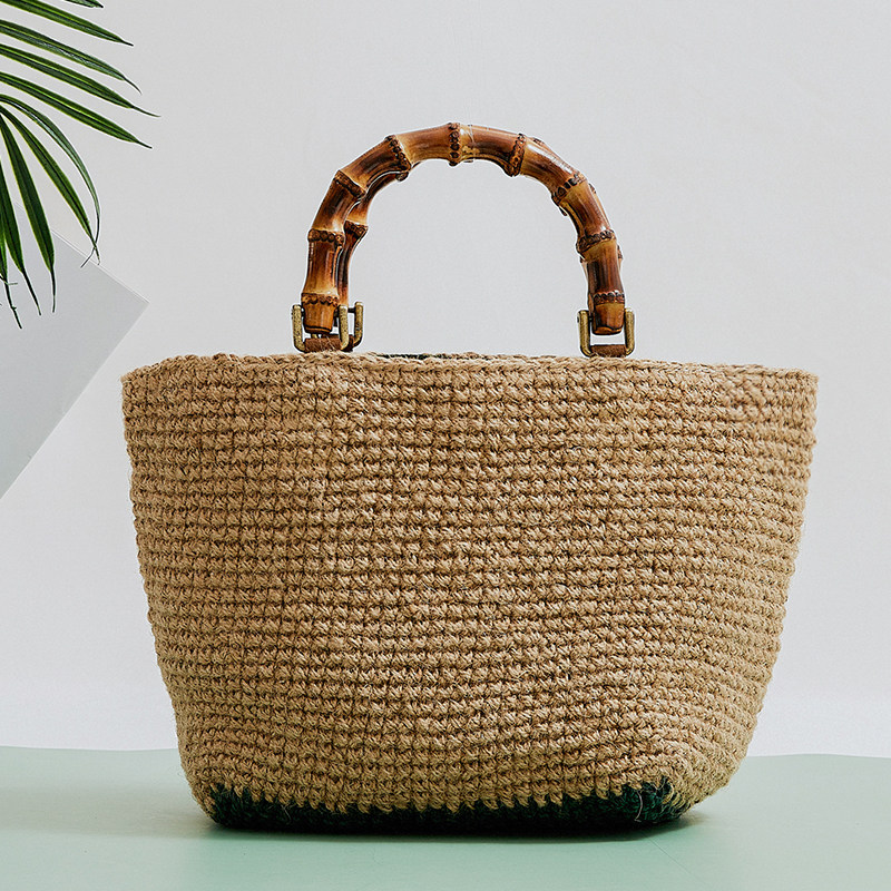 麻线竹节竹子包竹子编织棉麻复古森系女包手工通用款女包