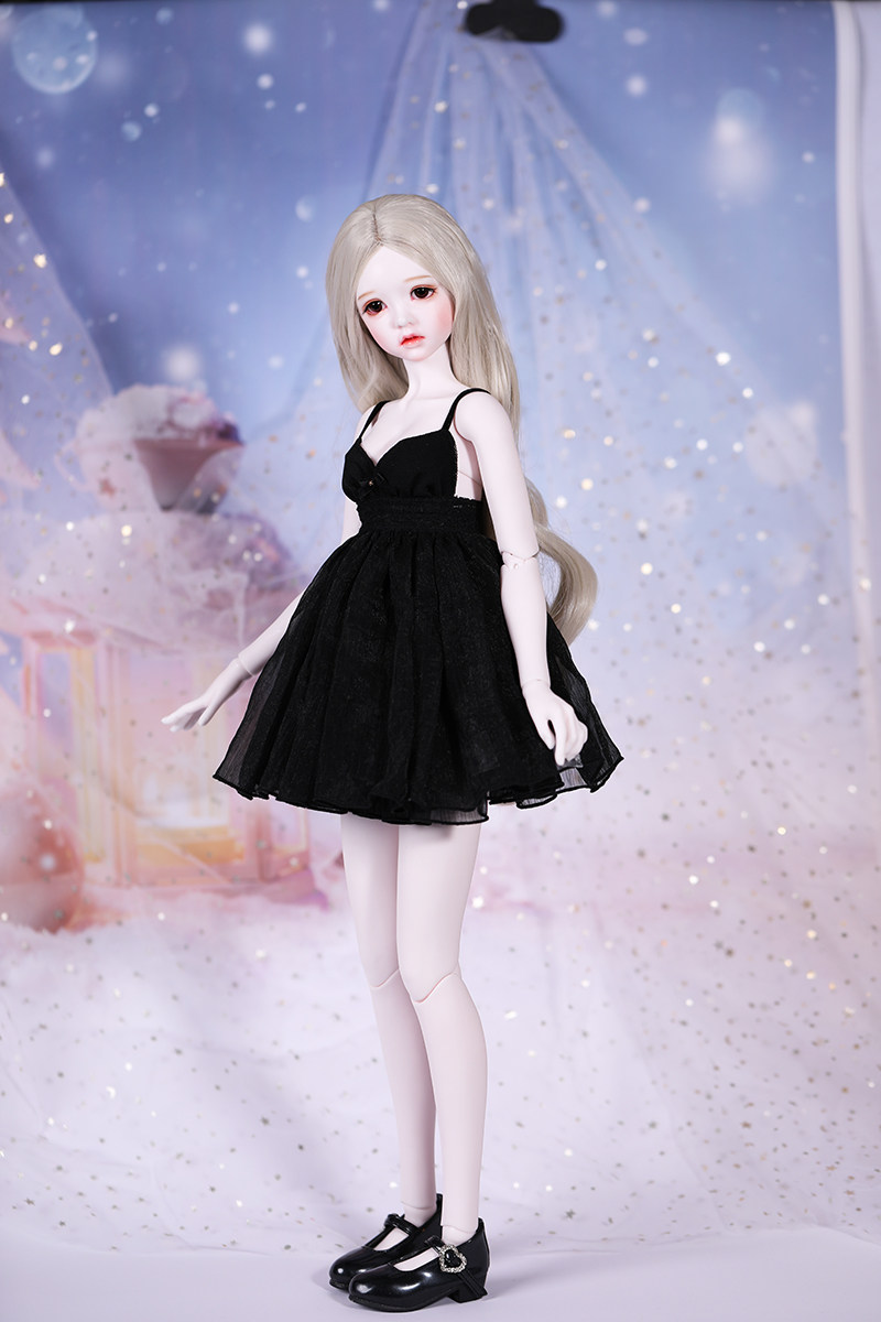 娃娃bjdsd娃衣女娃emma黑色纱裙吊带套装bjd娃娃