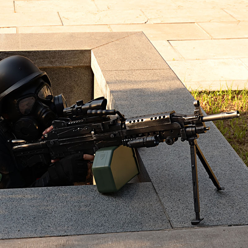 m249三代尼龙水弹枪重机枪模型吃鸡大菠萝电动连发儿童玩具机关抢